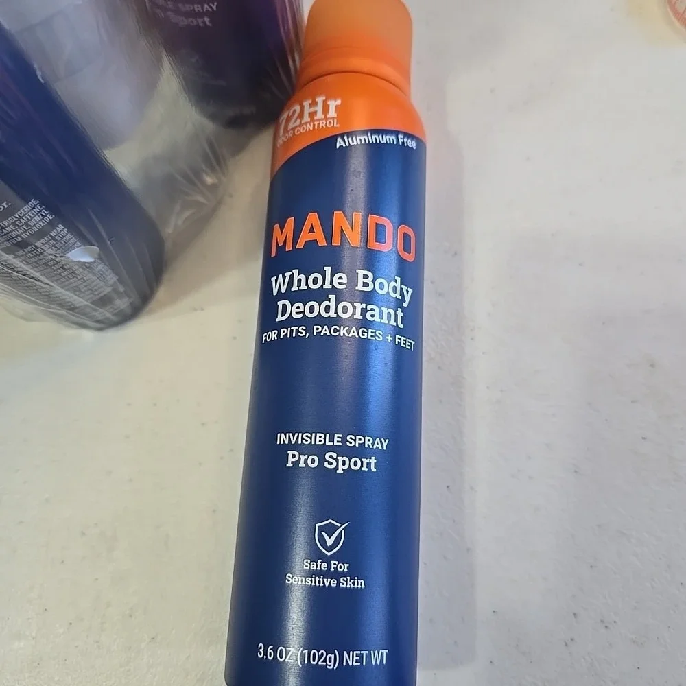 3‎ pack Mando Men's Whole Body Pro Sport Deodorant 72 Hr Invisible Spray 3.6 oz